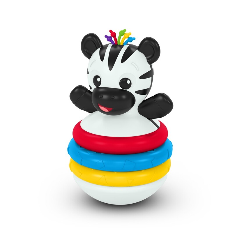 BABY EINSTEIN - Jucărie de dentiție stivuibilă zebra Stack & Wobble Zen™ 3luni+