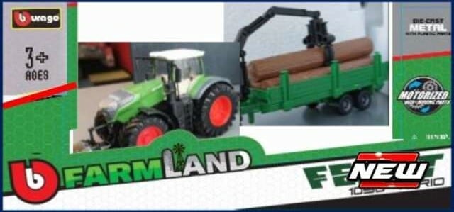 BBURAGO - 1:50 Tractor Agricol Fendt 1050 Vario + Tree Forwarder