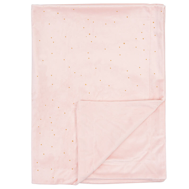 BIMBI DREAMS - Pătură cu buline aurii velur roz 80x110 cm