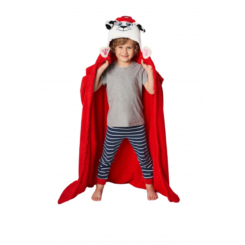 CARBOTEX - Pătură supersoft pentru copii cu glugă 3D PAW PATROL Marshall, 110/140cm , PAW213047