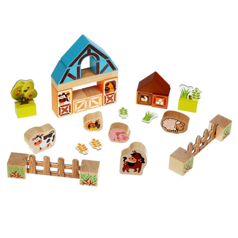 CUBIKA - 14842 Farm - kit din lemn cu accesorii din carton