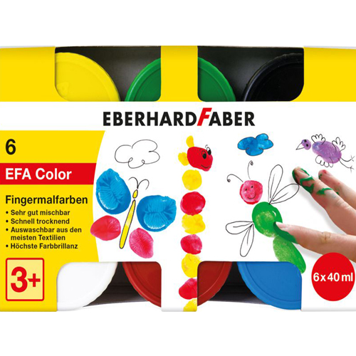 EFA - Vopsele pentru degete 40 ml - set de 6 culori de bază