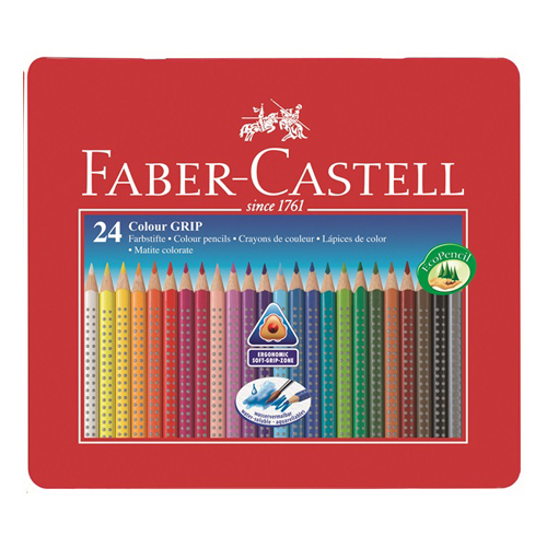 FABER CASTELL - Creioane Grip 1001, 24 de culori în foaie
