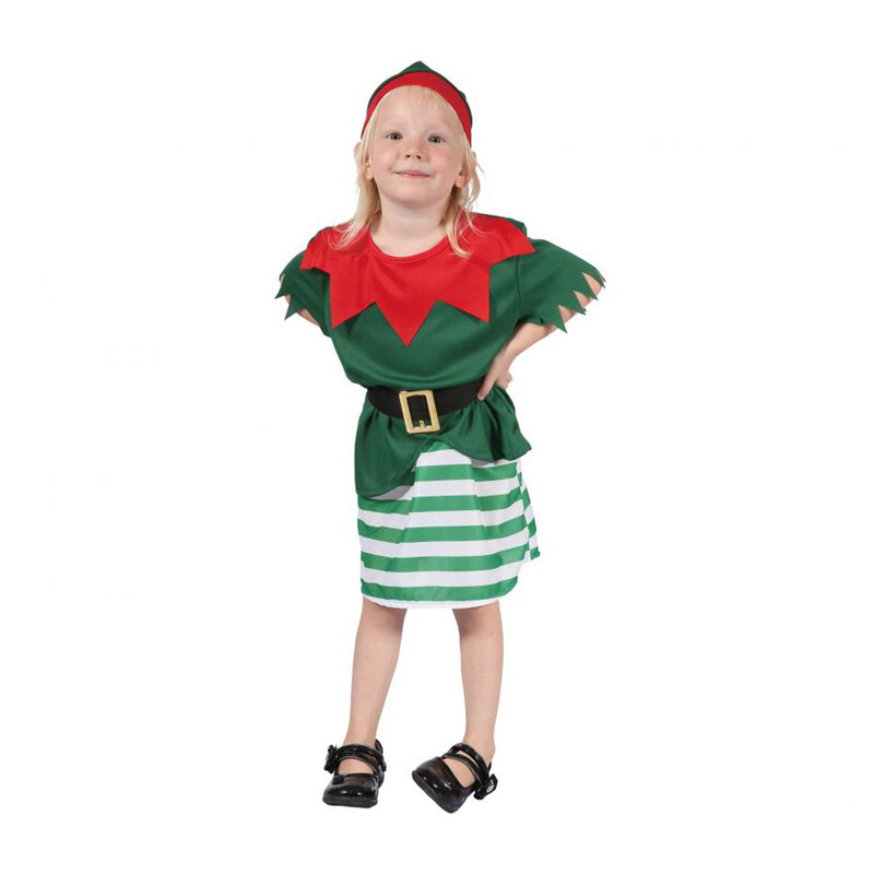 JUNIOR - Costum pentru copii Micul Elf (bluză, fustă, centură, pălărie), mărimea: 92/104 cm
