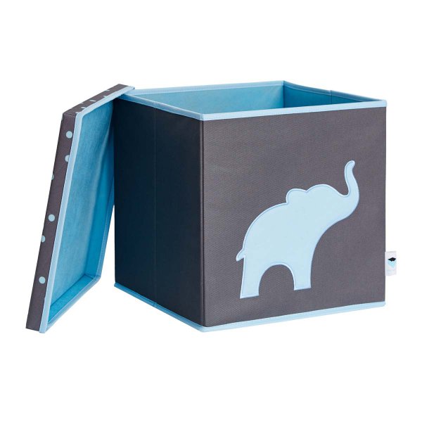 LOVE IT STORE IT - Cutie de depozitare pentru jucării cu capac - gri, Elefant albastru