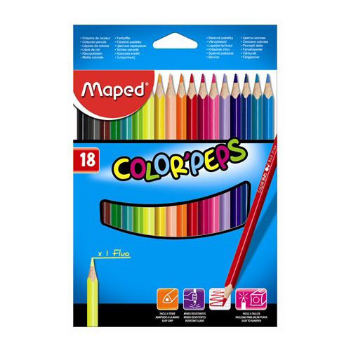 MAPED - Creioane colorate triunghiulare COLOR`PEPS, 18 buc.