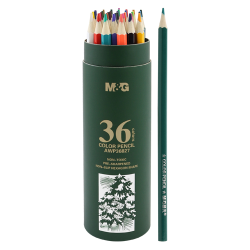 M&G - Creioane colorate hexagonale în cutie, set de 36 de bucăti