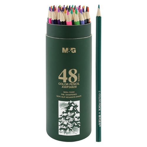 M&G - Creioane colorate hexagonale în cutie, set de 48 de bucăti