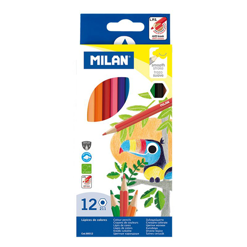MILAN - Creioane colorate hexagonale 12 buc.