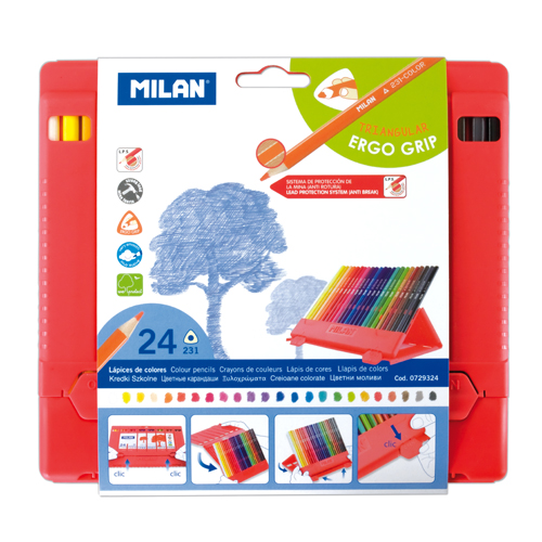 MILAN - Creioane colorate triunghiulare 24 buc. în cutie, 24 buc.