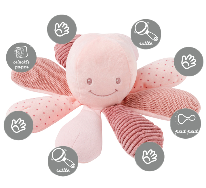 NATTOU - Jucărie educativă caracatită 8 activităti Lapidou roz
