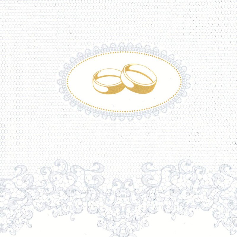 POL-MAK - servetele de nuntă din hârtie Inele de nuntă cu ornamente argintii