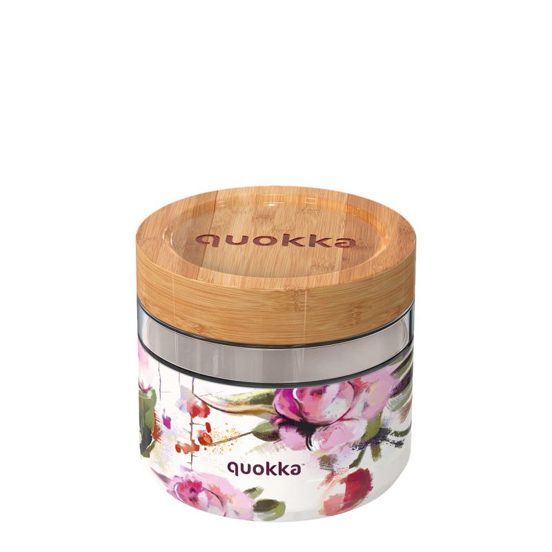 QUOKKA - Recipient alimentar din sticlă DARK FLOWERS, 820ml, 40131