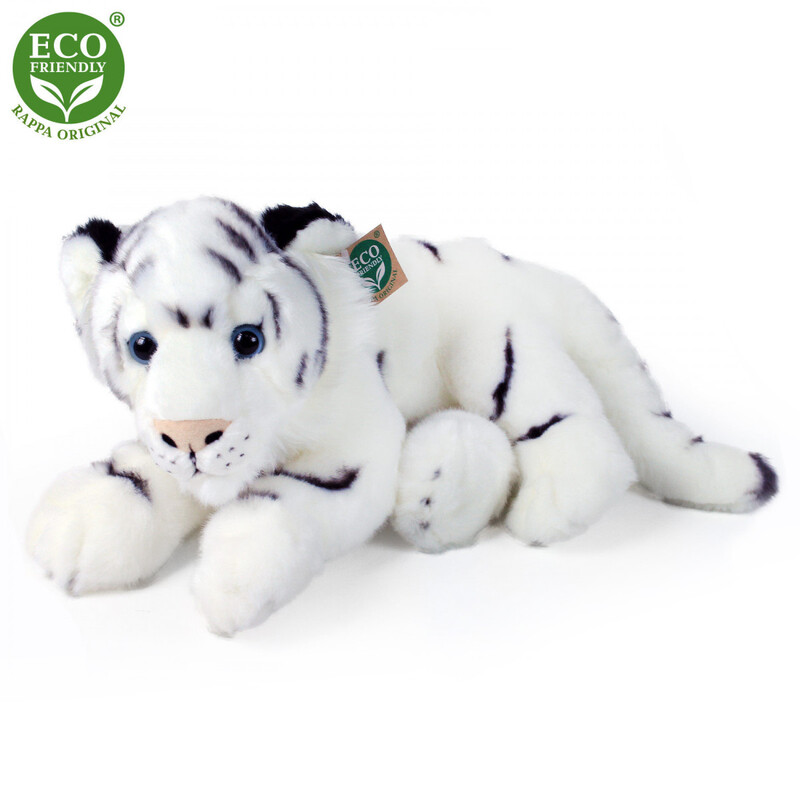 RAPPA - Pluș tigru alb culcat 36 cm ECO-FRIENDLY