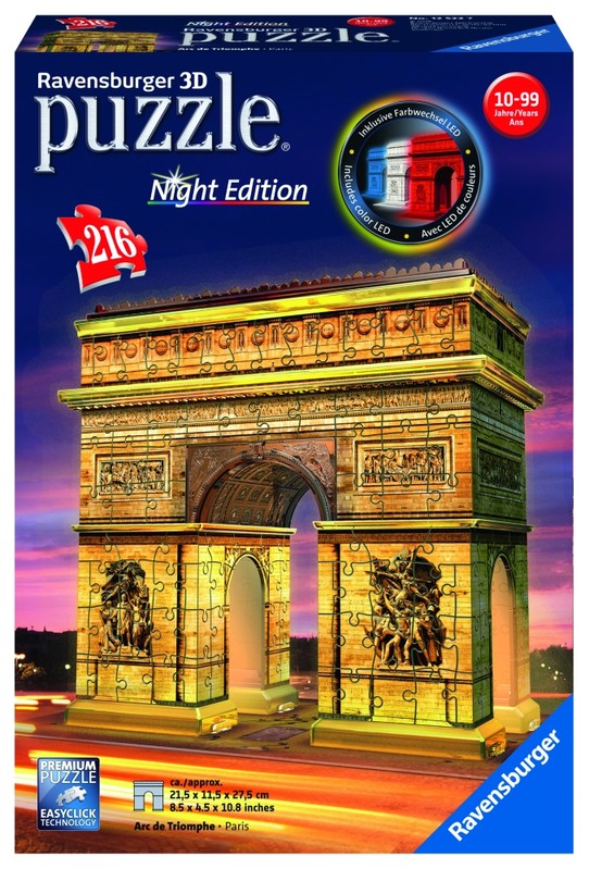 RAVENSBURGER - Arcul de Triumf (ediție de noapte); 3D, 216 piese