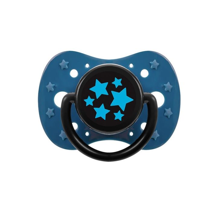 AKUKU - Suzetă liniștitoare din silicon 12luni+ stele albastre