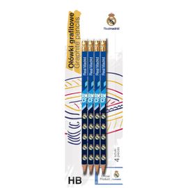 ASTRA - 4buc HB creion cu radieră REAL MADRID, blister, 206018001
