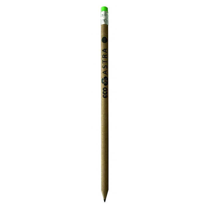 ASTRA - ECO, Creion din hârtie kraft simplă cu gumă de șters, suport, 206022001
