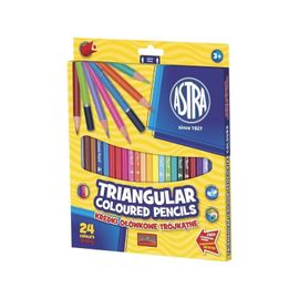 ASTRA - Creioane de colorat triunghiulare ergonomice 24buc + ascuțitoare, 312110003