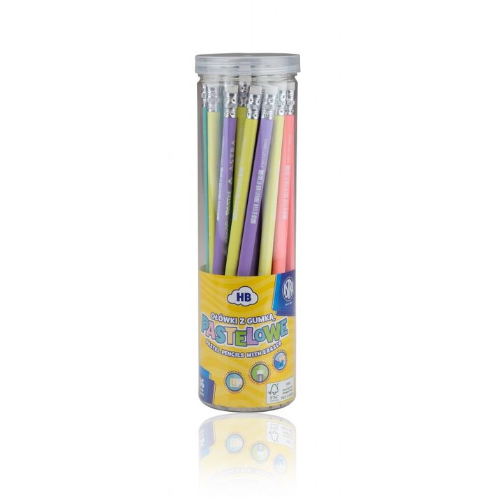 ASTRA - Pastel, creion HB simplu cu riglă și gumă de șters, suport, 206120006