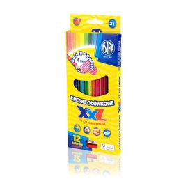 ASTRA - Creioane de colorat hexagonale cu cerneală XXL 12 bucăți + ascuțitoare, 312120002
