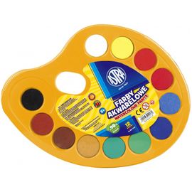 ASTRA - Culori de apă cu pensula cu diametrul de 30mm, 12 culori, 83216903