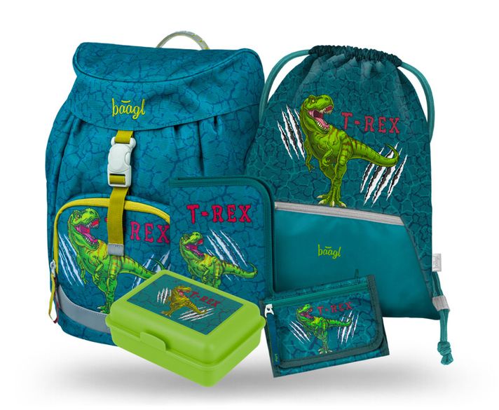 BAAGL - SET 5 Airy T-REX: rucsac, penar, geantă, portofel, cutie de gustări