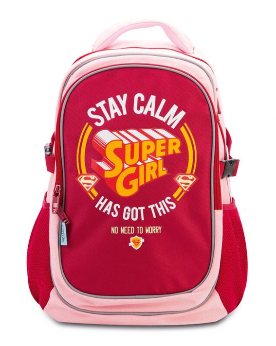 BAAGL - Rucsac școlar cu pelerină de ploaie Supergirl - STAY CALM