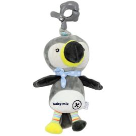 BABY MIX - Jucărie de pluș pentru bebeluși cu mașină de jucării Tukan gri