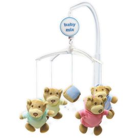 BABY MIX - Carusel cu ursuleți de pluș și cuburi