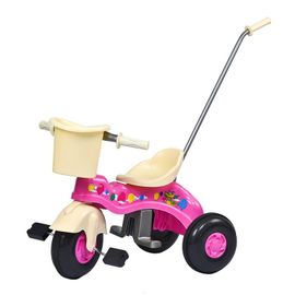 BAYO - Tricicletă cu pedale pentru copii cu bară de ghidare JUNIOR roz
