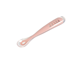 BEABA - Prima lingură de silicon roz