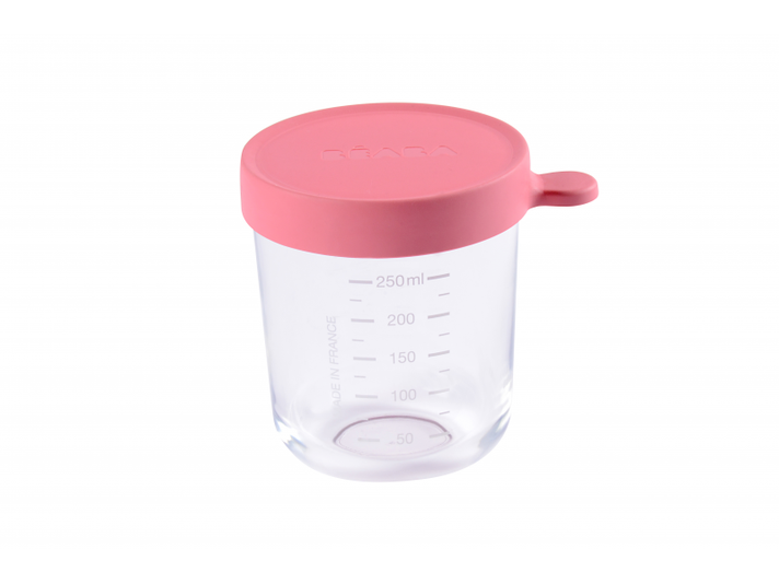 BEABA - Ceașcă pentru alimente din sticlă 250ml roz închis