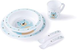 CANPOL BABIES - Set de prânz din plastic cu tacâmuri Cute Animals teddy bear