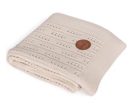 CEBA - Pătură tricotată în cutie cadou 90 x 90 bej herringbone