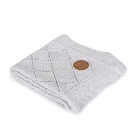 CEBA - Pătură tricotată în cutie cadou 90 x 90 model orez gri deschis