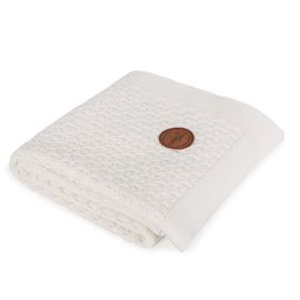 CEBA - Păturică tricotată din lână 90x90 crem pachet cadou