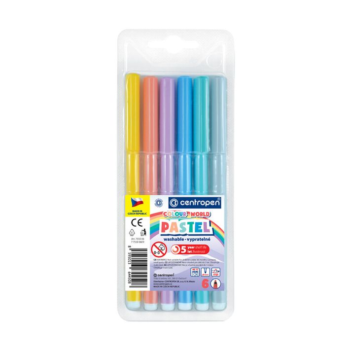 CENTROPEN - 7550 Colour World Pastel Markers - Set de 6 markere - Set de 6