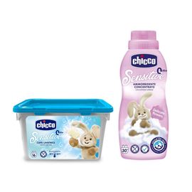 CHICCO - Capsule de gel de spălare Sensitive 16 buc + Avivage concentrat Floral embrace 750 ml
