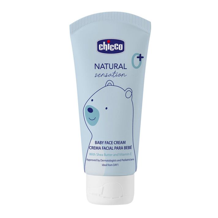 CHICCO - Natural Sensation Baby Face Cream cu unt de shea și vitamina E 50ml, 0m+