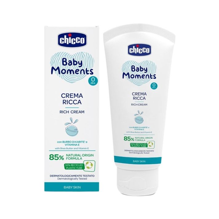CHICCO - Baby Moments Nourishing Cream 85% ingrediente naturale 100ml, 0m+