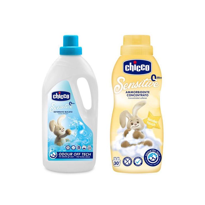 CHICCO - Detergent de rufe pentru copii Sensitive 1,5 l + Avivage concentrat Gentle Touch 750 ml