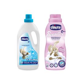 CHICCO - Detergent Baby Sensitive 1,5 l + Balsam concentrat Flower hug 750 ml