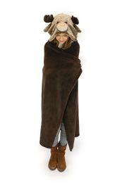 COZY NOXXIEZ – BL815 Iepure - pătură caldă cu glugă cu un animal și buzunare pentru labe