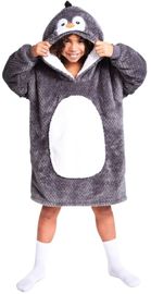 COZY NOXXIEZ – CH323 Pingvin- Pătură călduroasă cu glugă TV cu glugă pentru copii 7 - 12 ani
