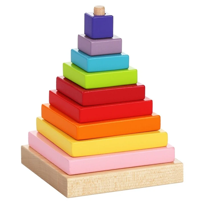 CUBIKA - 13357 Piramida de culori - puzzle din lemn 9 piese