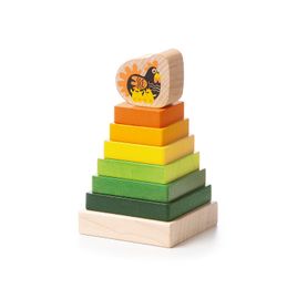 CUBIKA - 15276 Piramida colorata cu gaina - puzzle din lemn 8 piese