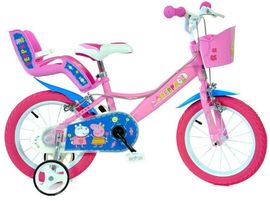 DINO BIKES - Bicicletă pentru copii 14" 144RPIG Pepa Pig cu scaun pentru păpu?ă ?i  co?