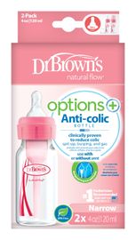 DR.BROWNS - Sticlă anticolică Options+ îngustă 2x120ml plastic roz (SB42305)