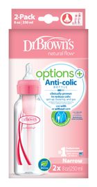 DR.BROWNS - Sticlă anticolică Options+ îngustă 2x250ml plastic roz (SB82305)
